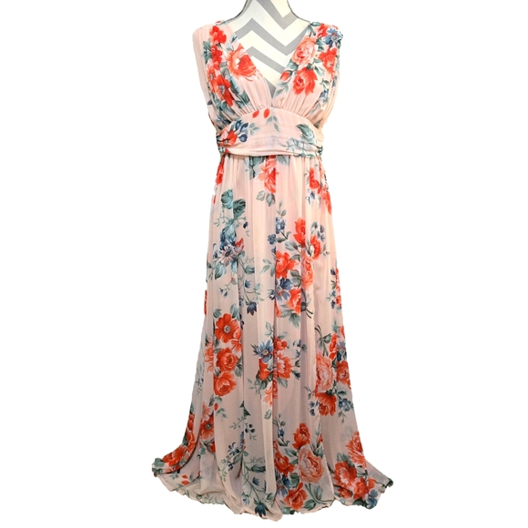 Lulus Dresses & Skirts - Lulus Garden Meandering Blush Floral Print Sleeveless Maxi Dress Size XL